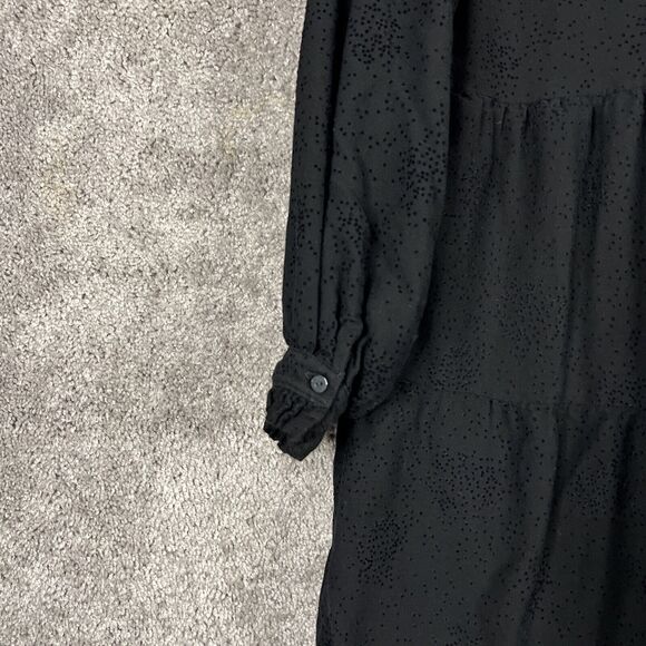 Zara Dress Womens Medium Black Dot Tiered Long Sleeve Tie Front Neck - Picture 6 of 12